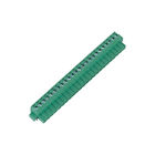 Green 24P Din Rail Terminal Block Connector Female With / Without Flange