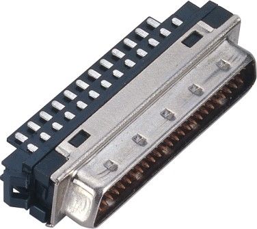 Male 1.27*2.54 Pitch Computer Pin Connectors SCSI 50 Pin Connector With Welded Steel Custom