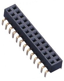 2.54 Pitch Centipede Feet Top Enter Female Pin Headers Double Row 20mΩ Max