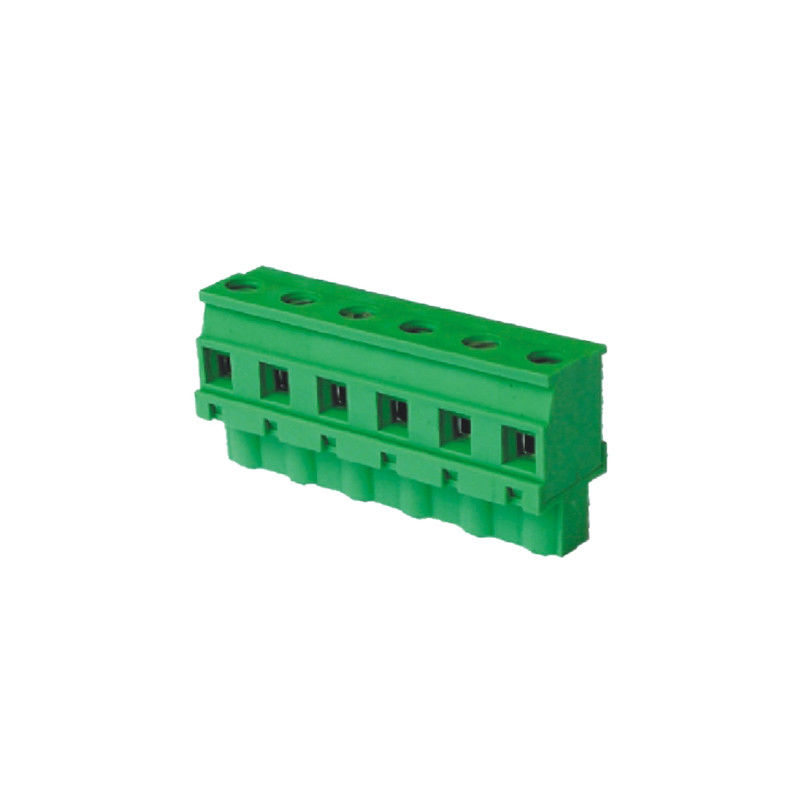 Female PA66 5.08 Pluggable Terminal Block Green Without Ear Horizontal Opposite Direction Line