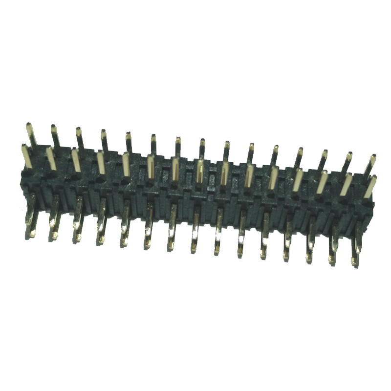Right Angle Pin Header 2mm Pitch Connector , PA9T Black Double Row