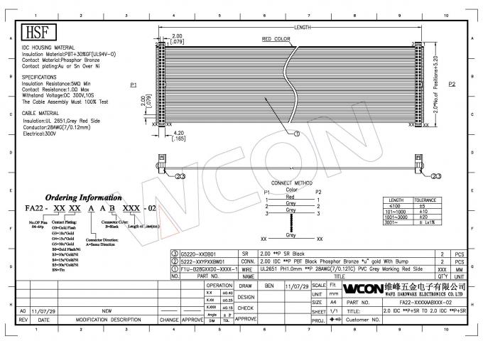 WCON 2.54mm IDC 6P Latch Header With SR PBT Black Sel.1U