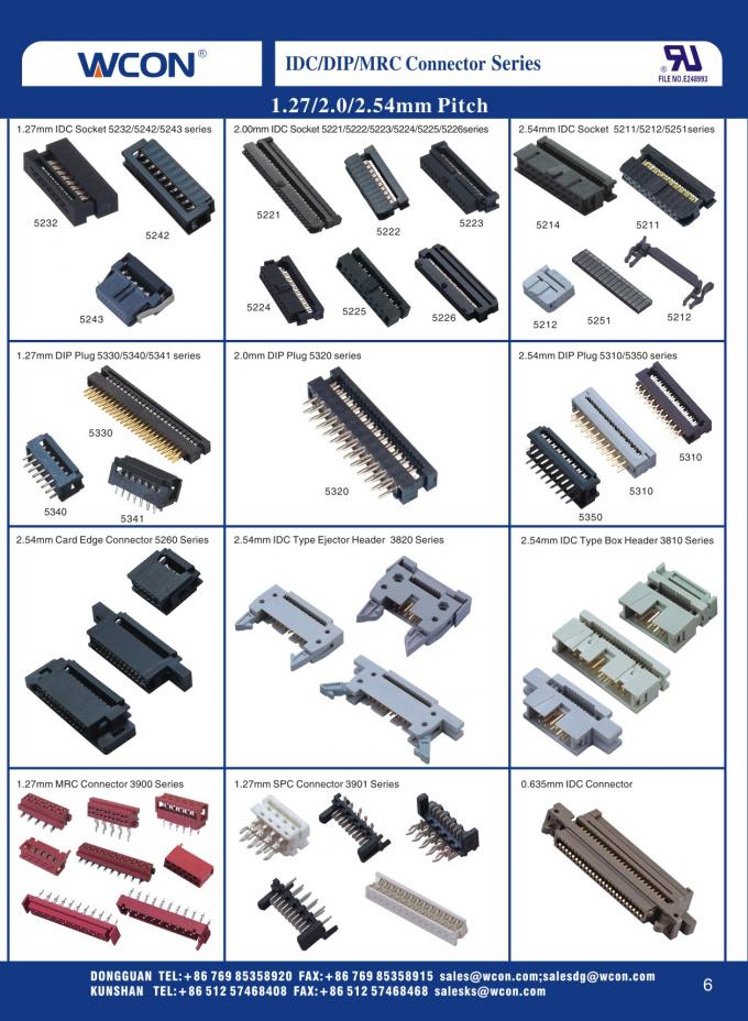 WCON Phosphor Bronze Mrc Circuit Board Wire Connectors 1.27mm Smt Type